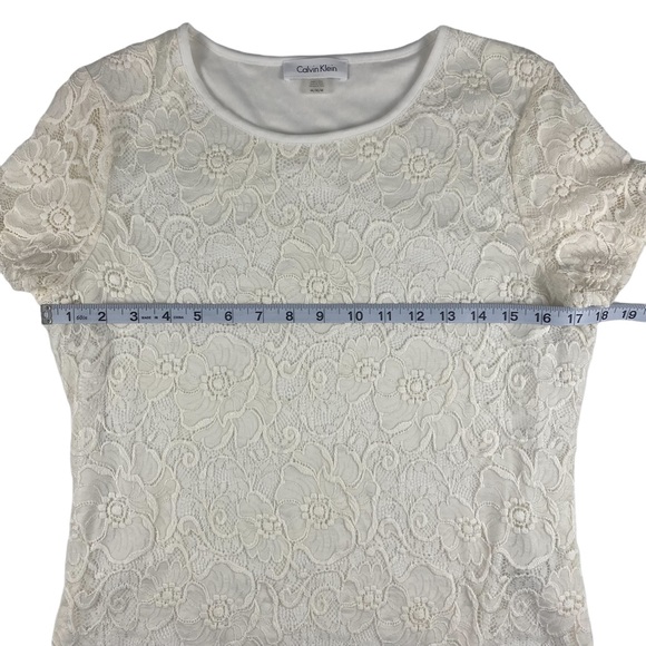 Calvin Klein Women’s Cream Lace Overlay Top Size M - Picture 10 of 10